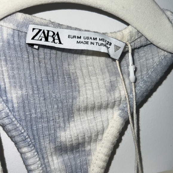 Zara Light Blue Tie Dye Racerback Casual Sleeveless Tank Short dress size Medium - Picture 10 of 12